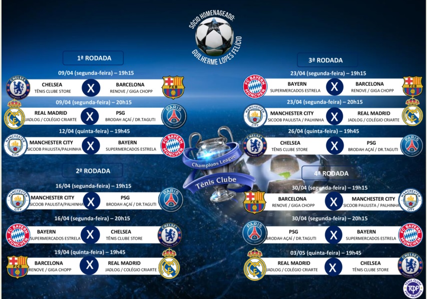 Confira a agenda de jogos da segunda rodada da Champions League